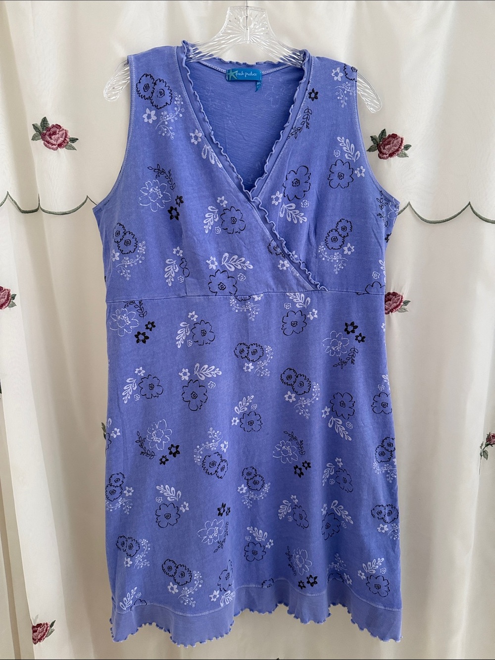 Fresh Produce Soft Cotton Lavender Floral Wrap-Style Bodice Midi Dress